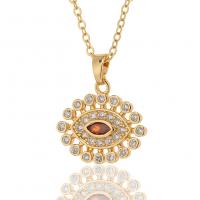 Evil Eye sieraden ketting, Messing, gold plated, micro pave zirconia & voor vrouw, meer kleuren voor de keuze, 18x20mm, Lengte Ca 17.7 inch, Verkocht door PC