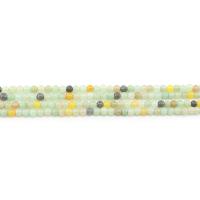 Farvet Marble Bead, Runde, poleret, du kan DIY, blandede farver, 4mm, Ca. 90pc'er/Strand, Solgt af Strand