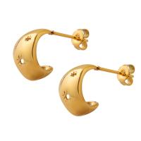 Titanium Steel  Earring fashion jewelry & for woman golden Sold By Pair