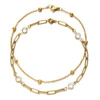 Stainless Steel Anklet 304 Stainless Steel with Crystal Double Layer & for woman 5mm 4mm Sold By PC