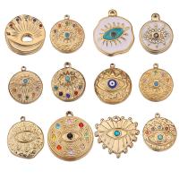 Evil Eye Pendants 304 Stainless Steel 18K gold plated DIY golden Sold By Bag