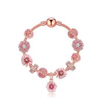 alliage de zinc bracelet European, Plaqué de couleur d'or rose, normes différentes pour le choix & pour femme & émail & avec strass, Vendu par PC