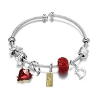 Titantium acciaio Europea Cuff Bangle, with cristallo, placcato, stili diversi per la scelta & per la donna & con strass, 65mm, Venduto da PC