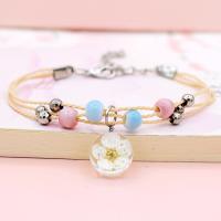 Porcelana Pulsera, con Flores secas & Cordón de cera & Vidrio & aleación de zinc, chapado, diferentes estilos para la opción & para mujer, más colores para la opción, longitud aproximado 7.08 Inch, 10PCs/Grupo, Vendido por Grupo