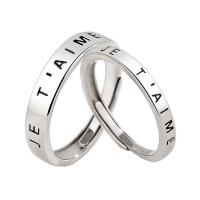 Couple Finger Rings 925 Sterling Silver platinum color plated Adjustable & open Sold By PC