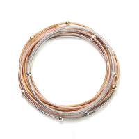 Bracelete de aço inoxidável, Aço de carbono, with cobre, nove peças & joias de moda & para mulher, cores misturadas, 1.70mm, comprimento Aprox 7.48 inchaltura, vendido por Defina