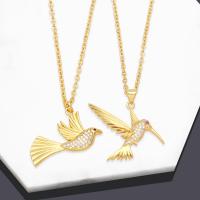 Collier en laiton, avec 5 chaînes de rallonge, oiseau, Plaqué or 18K, styles différents pour le choix & pour femme & avec strass, 30x35mm, Longueur 45 cm, Vendu par PC