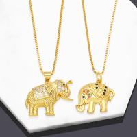 Zircônio cúbico Micro Pave colar de bronze, cobre, with 5 extender chain, Elefante, 18K banhado a ouro, micro pavimento em zircônia cúbica & para mulher, 8x8mm, comprimento 45 cm, vendido por PC