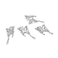 Messing Earring Drop Component, med Cubic Zirconia, Butterfly, forgyldt, du kan DIY & hule, flere farver til valg, nikkel, bly & cadmium fri, 14x29mm, Solgt af par