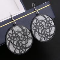 Zinc Alloy Drop Earrings Flat Round plated for woman & frosted nickel lead & cadmium free Sold By Pair