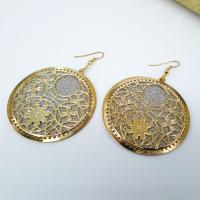 Zinc Alloy Oorbellen, Rond plat, plated, voor vrouw & frosted, meer kleuren voor de keuze, nikkel, lood en cadmium vrij, 50x50mm, Verkocht door pair