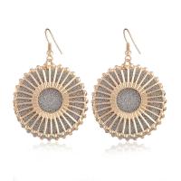 Zinc Alloy Drop Earrings Flat Round plated for woman & frosted nickel lead & cadmium free Sold By Pair