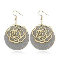 Zinc Alloy Drop Earrings Flat Round plated for woman & frosted nickel lead & cadmium free Sold By Pair