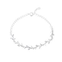 Messing Armbanden, met 5.5cm extender keten, Blad, silver plated, mode sieraden & verstelbaar & voor vrouw, zilver, nikkel, lood en cadmium vrij, Lengte Ca 15 cm, Verkocht door PC