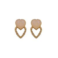 Pendientes de Perno de Aleación de Zinc, Corazón, chapado en color dorado, para mujer & esmalte, 15x23mm, Vendido por Par