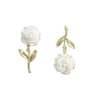 asymmetrische oorbellen, Zinc Alloy, Rose, gold plated, voor vrouw, wit, 15x32mm, Verkocht door pair