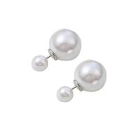 South Sea Shell Earring Zinc Alloy with Plastic Pearl gold color plated for woman Sold By Pair