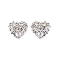 Rhinestone Ørering, Zinc Alloy, Heart, guldfarve belagt, for kvinde & med rhinestone, 17x19mm, Solgt af par