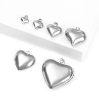 Acier inoxydable Coeur Pendentifs, Acier inoxydable 304, DIY & polissage à la machine & normes différentes pour le choix, couleur originale, 100PC/sac, Vendu par sac