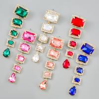 Rhinestone Earring Zinc Alloy gold color plated fashion jewelry & for woman & with glass rhinestone & with rhinestone Sold By Pair