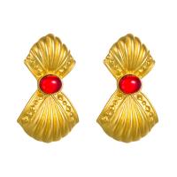 Boucle d'oreille résine, alliage de zinc, avec résine, Placage de couleur d'or, bijoux de mode & pour femme, plus de couleurs à choisir, 52x26mm, Vendu par paire