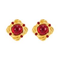 Resin Earring Zinc Alloy with Resin gold color plated fashion jewelry & for woman Sold By Pair