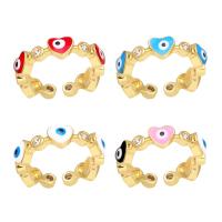 Mal de ojo del anillo de dedo de la joyería, metal, Corazón, alta calidad plateado y nunca se descolora, Ajustable & micro arcilla de zirconia cúbica & para mujer & esmalte, más colores para la opción, 5mm, Vendido por UD