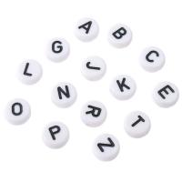 Alphabet Acrylic Beads Flat Round DIY & enamel Approx 2mm Sold By Bag