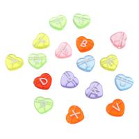 Perles acrylique alphabet, coeur, DIY & modèles différents pour le choix & émail, plus de couleurs à choisir, 11.50x10.50x4mm, Trou:Environ 2mm, Vendu par sac