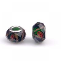 Lampwork European Beads with Iron Flat Round silver color plated DIY & faceted multi-colored Approx Sold By Bag