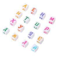 Alphabet Acrylic Beads Square DIY & enamel Approx 3mm Sold By Bag