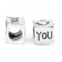 Zinc Alloy European Beads Square silver color plated DIY nickel lead & cadmium free 7*7.7mm Approx Sold By Bag