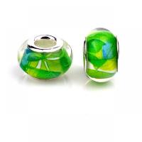 Resina European, with ferro, Roda plana, cromado de cor prateada, DIY, verde, 9x14mm, Aprox 100PCs/Bag, vendido por Bag