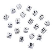 Alphabet Acrylic Beads Square DIY & enamel Approx 3mm Sold By Bag