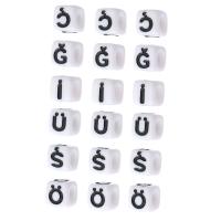 Alphabet Acrylic Beads Square DIY & enamel Approx 3mm Sold By Bag