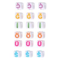 Perles acrylique alphabet, cadre, DIY & modèles différents pour le choix & émail, plus de couleurs à choisir, 6x6x6mm, Trou:Environ 3mm, Vendu par sac