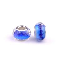 Resina European, with ferro, Roda plana, cromado de cor prateada, DIY, azul, 9x14mm, Aprox 100PCs/Bag, vendido por Bag