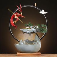 Backflow Incense Burner Porcelain with Wood handmade for home and office & durable & with LED light Sold By PC