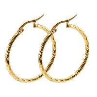 Acier inoxydable Levier Retour Earring, Acier titane, bijoux de mode & pour femme, doré, 30x30mm, Vendu par paire