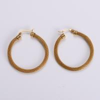 Mens acier inoxydable Hoop boucles d'oreilles, Acier inoxydable 304, croix, Plaqué or 18K, bijoux de mode & pour femme, doré, 47mm, Vendu par paire