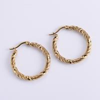 Brinco de argola de aço inoxidável de Mens, Aço inoxidável 316L, 18K banhado a ouro, joias de moda & para mulher, dourado, 30mm, vendido por par