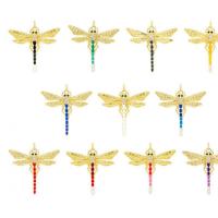 Cubic Zirconia Micro Pave Brass Pendant Dragonfly gold color plated DIY & micro pave cubic zirconia & enamel nickel lead & cadmium free Sold By PC