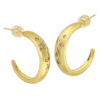 Ciúbach Zirconia Micrimhilseogra réiteodh Earring Prás, Litir C, dath an óir plated, jewelry faisin & micrea réiteach zirconia ciúbach & do bhean, órga, nicil, luaidhe & caidmiam saor in aisce, 6x24x27mm, Díolta De réir Péire