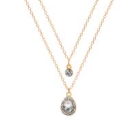 Collier de mode Multi couche, alliage de zinc, avec cristal, avec 1.97inch chaînes de rallonge, larme, Placage de couleur d'or, Double couche & pour femme & avec strass, Longueur Environ 14.5 pouce, Vendu par PC