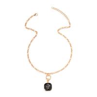 Zinc Alloy Jewelry Necklace with 1.97inch extender chain Geometrical Pattern gold color plated for woman & enamel nickel lead & cadmium free Length Approx 16.14 Inch Sold By PC