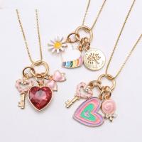 Acrylique collier d'enfants, styles différents pour le choix & pour femme & émail & avec strass, multicolore, Longueur Environ 23.62 pouce, Vendu par PC