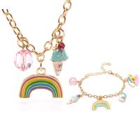 Children Jewelry Set Zinc Alloy 2 pieces & for children & enamel & with rhinestone 45cm 15cm Sold By Set