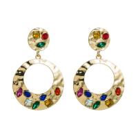 Rhinestone Earring Zinc Alloy gold color plated fashion jewelry & for woman & with glass rhinestone Sold By Pair