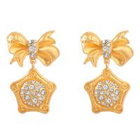 Rhinestone Earring Zinc Alloy gold color plated fashion jewelry & for woman & with rhinestone Sold By Pair