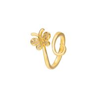 Kubieke Circonia Micro Pave Brass Ring, Messing, gold plated, mode sieraden & micro pave zirconia & voor vrouw, gouden, 18x12mm, Verkocht door PC